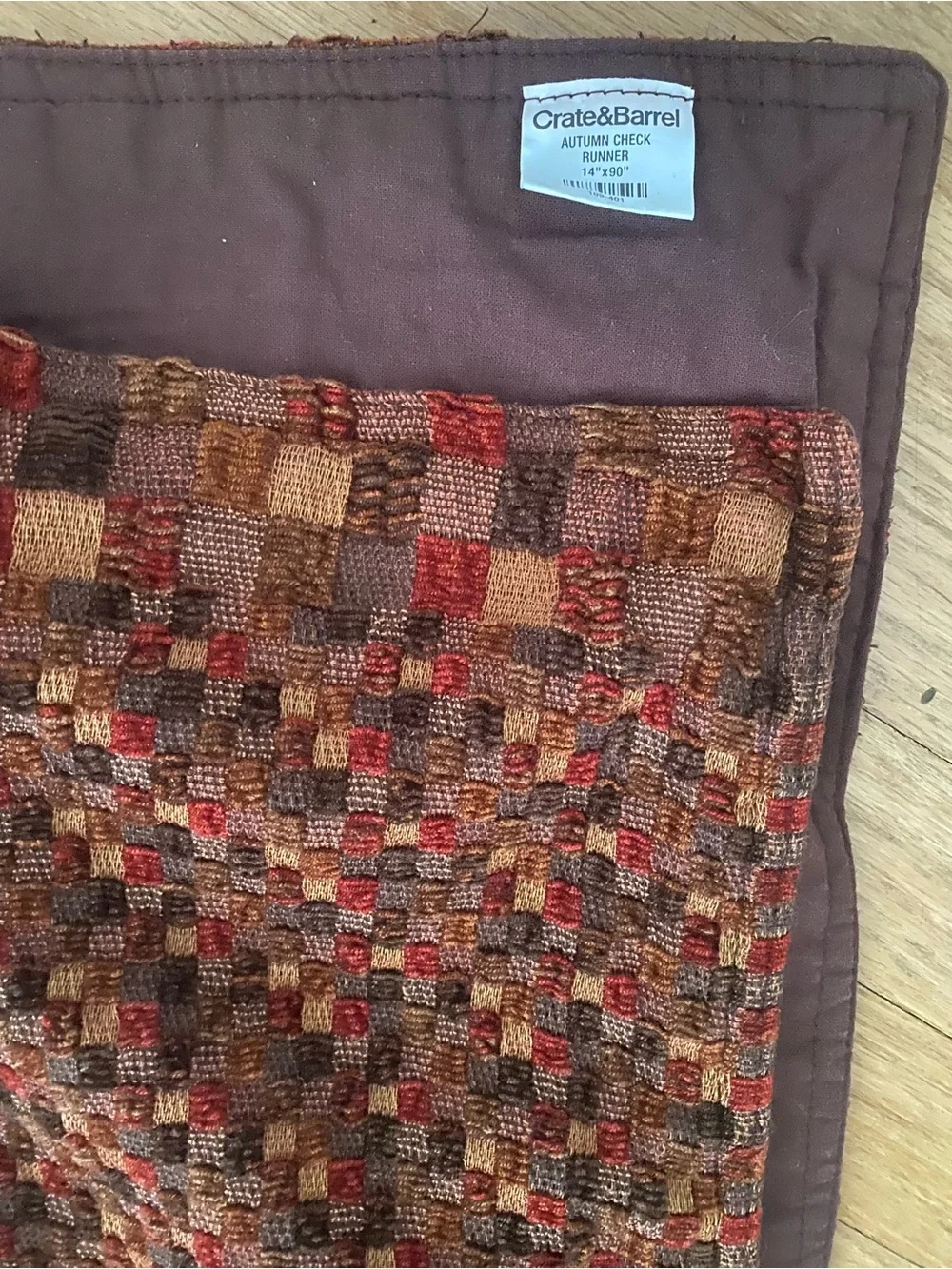 Crate and Barrel Autumn Check Runner 14x90